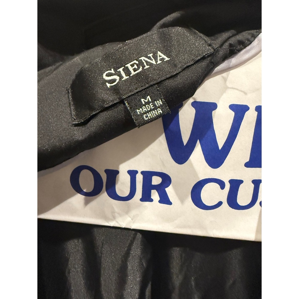 Siena Womens Black Double Breasted Short Trench Coat Jacket Size Medium - Picture 6 of 6